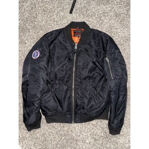 Schott NYC MA-1 Bomber Jacket Mens L Black In‎ De Goot Shinedown Highly Suspect